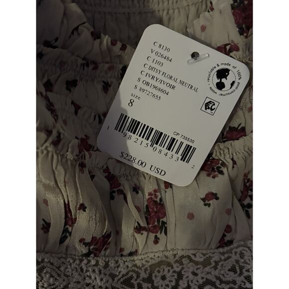 Free People Bali Juniper Smocked Sundress Ditsy Floral Size 8 NWT - Picture 5 of 5